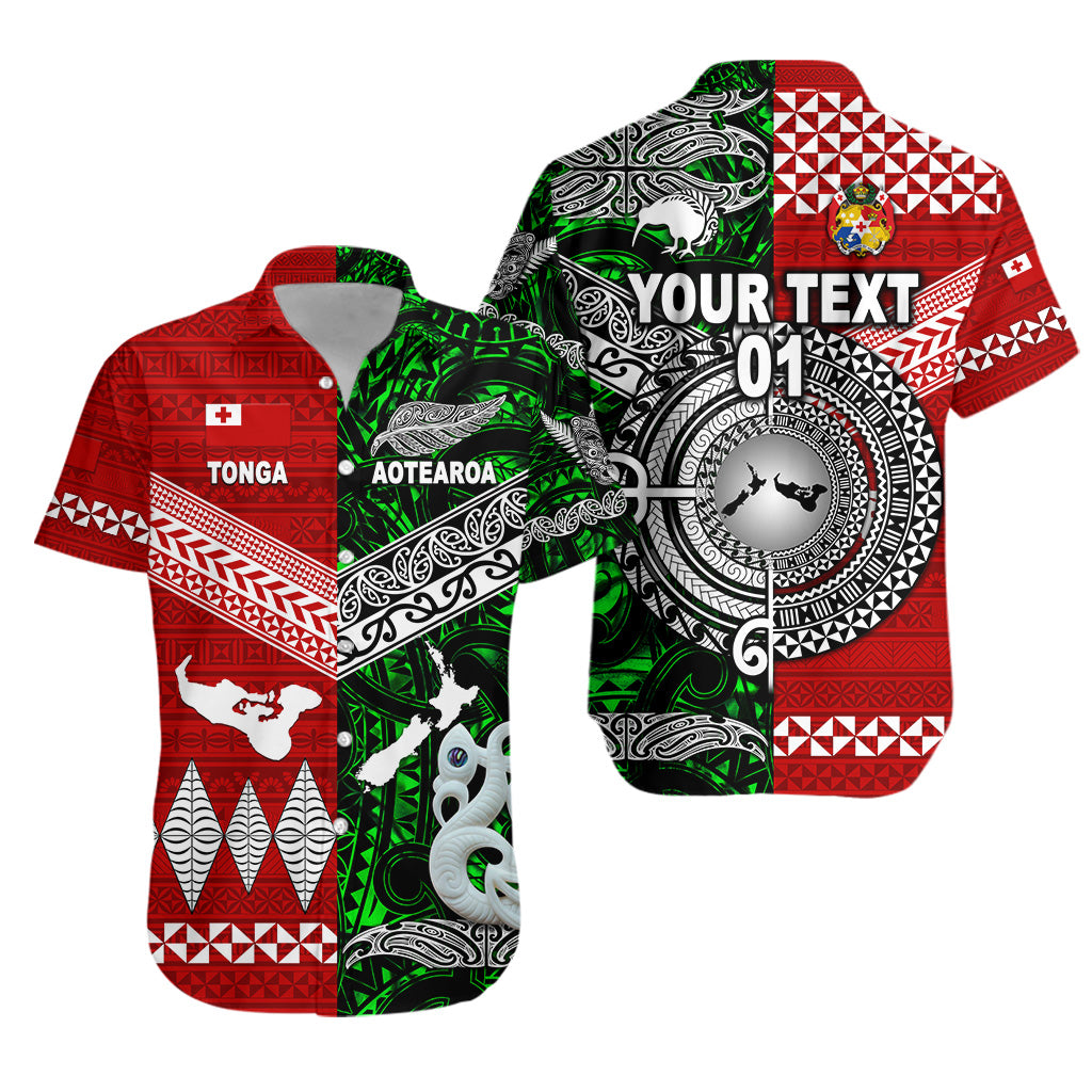 (Custom Personalised) New Zealand Maori Aotearoa Tonga Polynesian Together Hawaiian Shirt – Green, Custom Text And Number Lt8