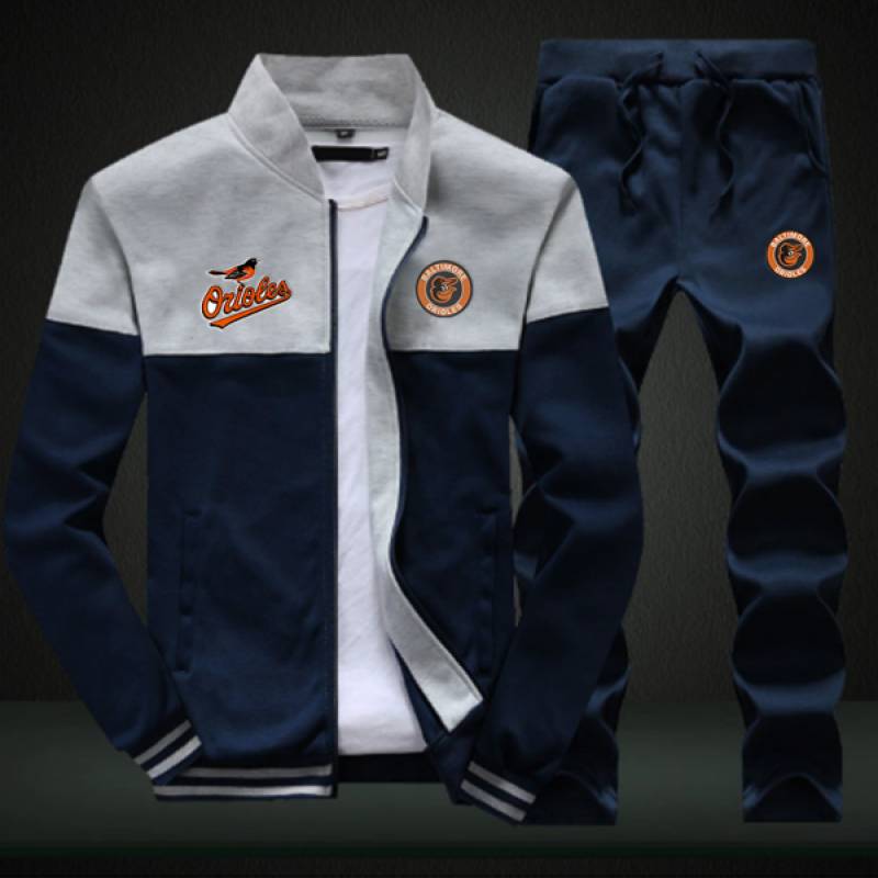 Baltimore Orrioles Sweatshirt +Sweatpants Mens Clothing 2 Pieces Sets Slim Tracksuit