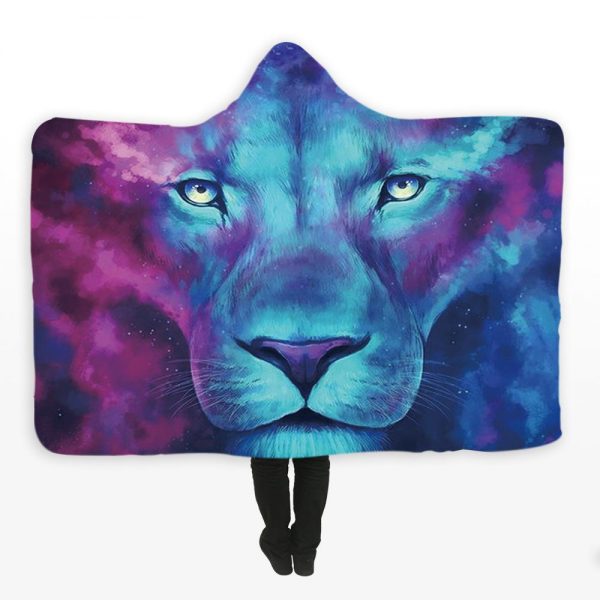 Animal Hooded Blankets – Animal Series Lion Purple Fleece Hooded Blanket