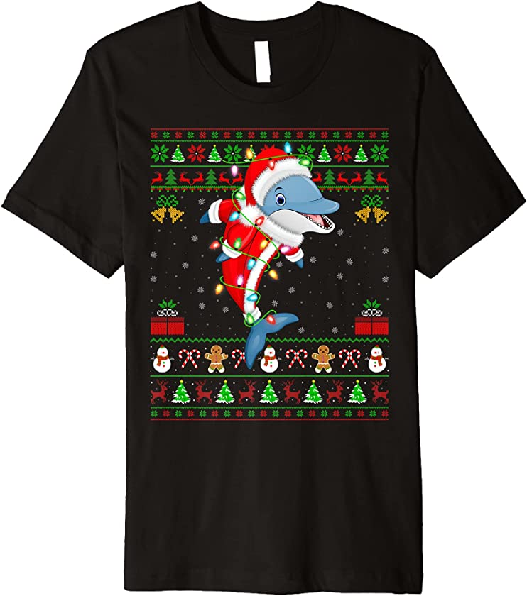 Dolphin Lover Xmas Matching Santa Ugly Dolphin Christmas Premium T-Shirt