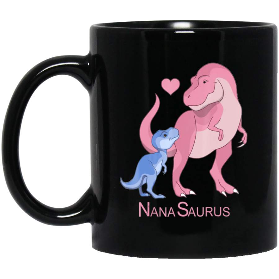 Cute Nana Saurus Saurus Dinosaur Gift For Grandmother 11oz 15oz Black Mug Happy Easter Day Funny Colors Eggs Bunny Ears Peeps Cute