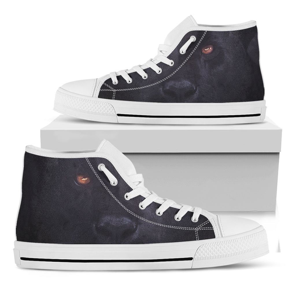 Black Jaguar Print White High Top Shoes