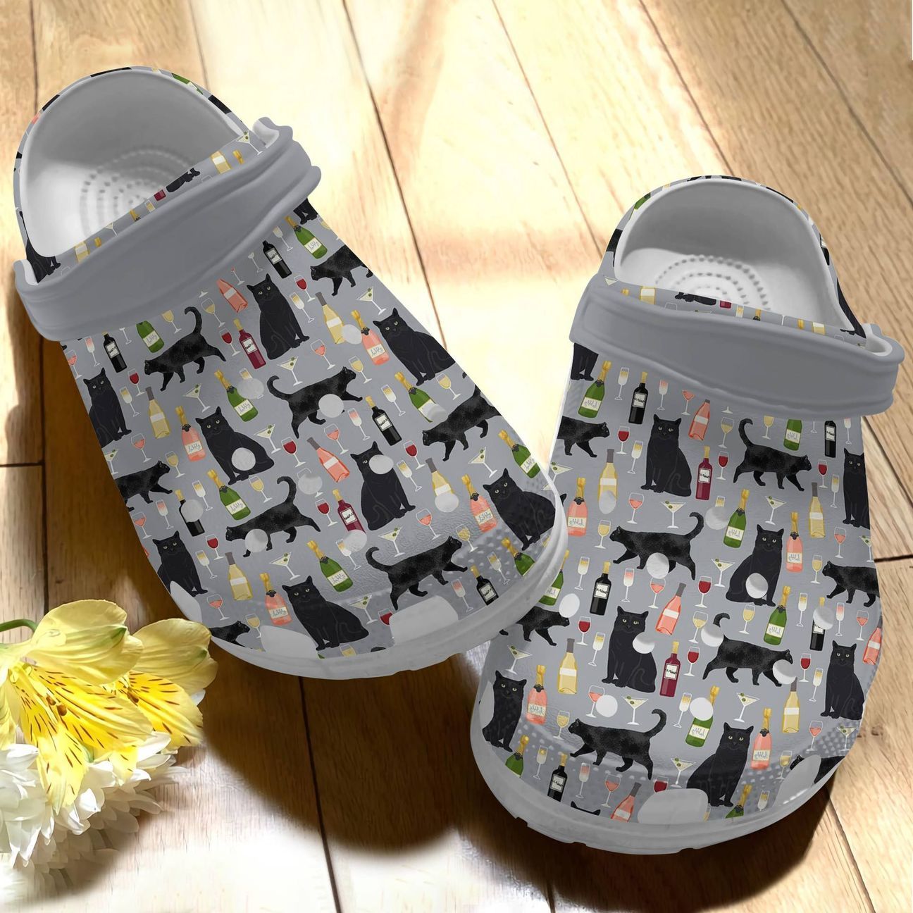 Black Cat Personalized Clog, Custom Name, Text Black Cat Pattern, Fashion Style For Women, Men, Kid, Print 3D