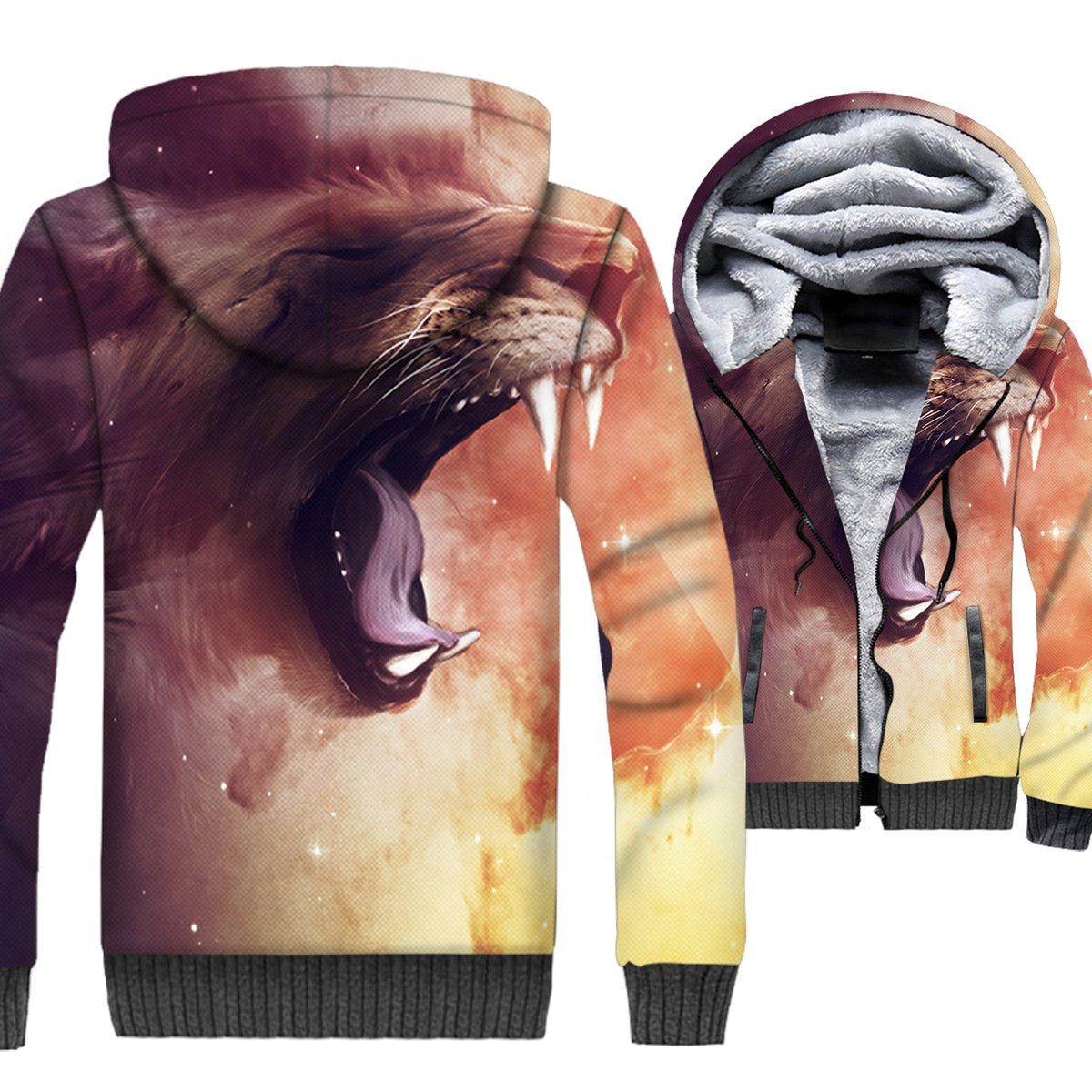 Animal Jackets – Animal Series Flame Lion Super Cool 3D Fleece Jacket