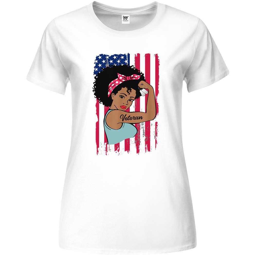 Strong Female African American Veteran Premium Womens Tshirts