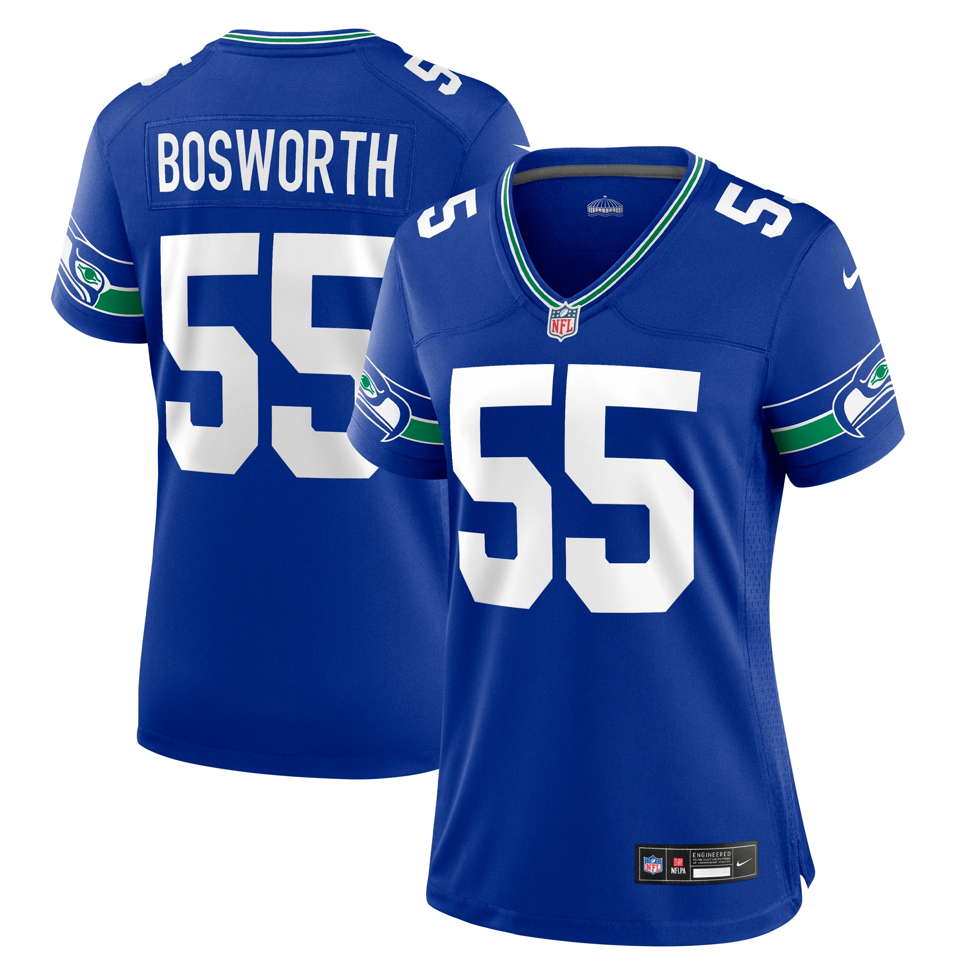 Women’s Seattle Seahawks Brian Bosworth Royal Throwback Retired Player Game Jersey