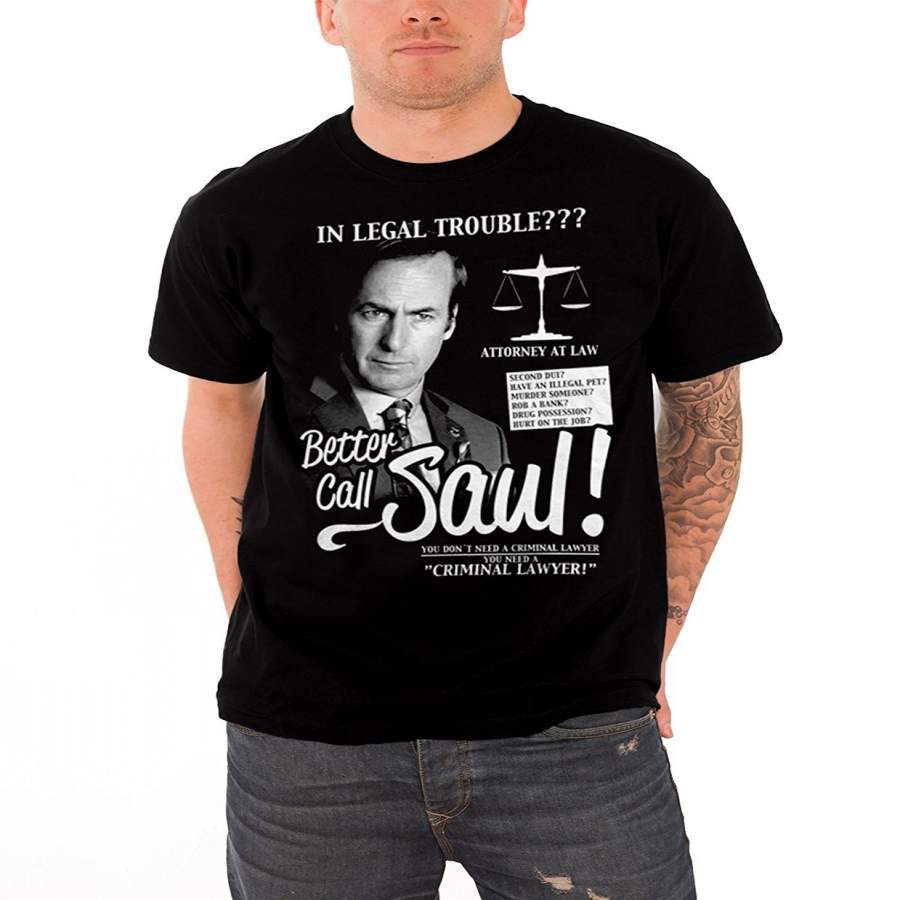 Custom Personality T-Shirt Breaking Bad T Shirt Better Call Saul Mens Black Short Sleeve Summer Fashion Men’S T-Shirt