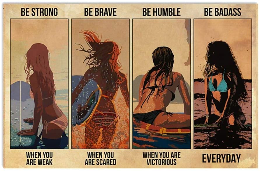 Surfing Girl Be Badass Everyday Poster Art Print      Home Decor Gift For Men Women Family Friend On Birthday Xmas