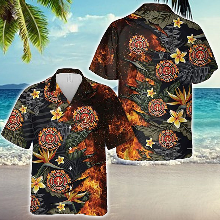 Firefighter Fire Floral Tropical Hawaii Gift For Ha110988