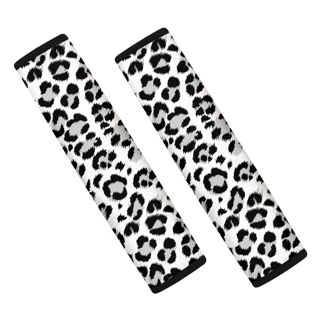 White Leopard Print Car Seat Belt Covers