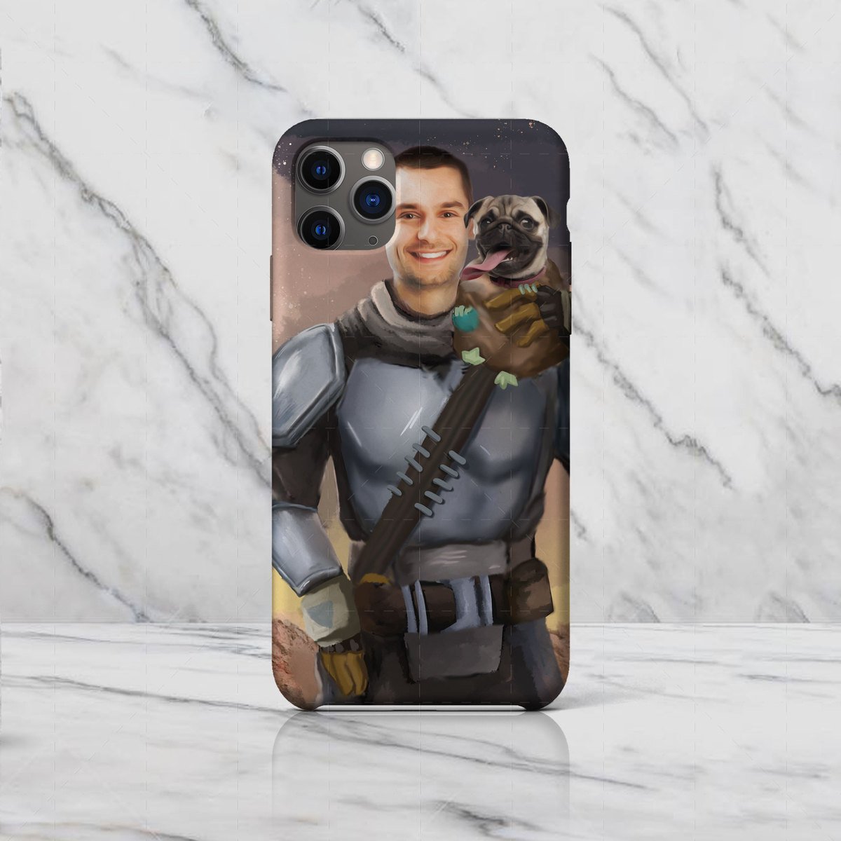 Beska Mandalorian And Pet Custom Phone Case