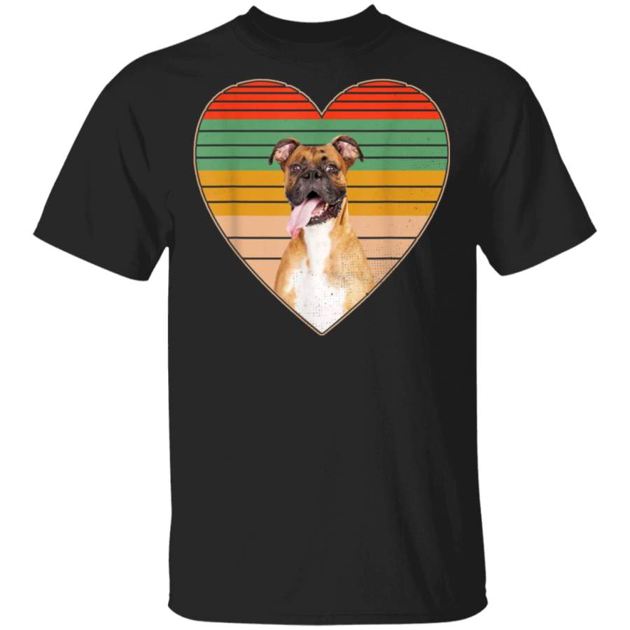 Vintage Boxer Heart Dog Lover Mom Dad Valentine Gift Tshirt