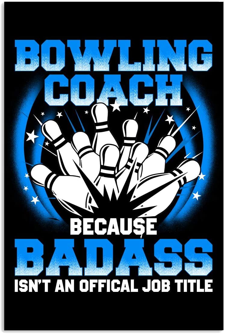 Vintage Bowling Coach Badass Isn’T An Offical Job Title Poster Art Print      Home Decor Gift For Men Women Family Friend On Birthday Xmas