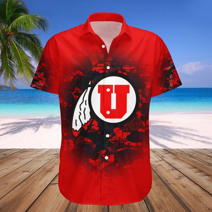 NCCA Utah Utes Custom Text Number Red Black Camo Vintage Hawaiian Shirt