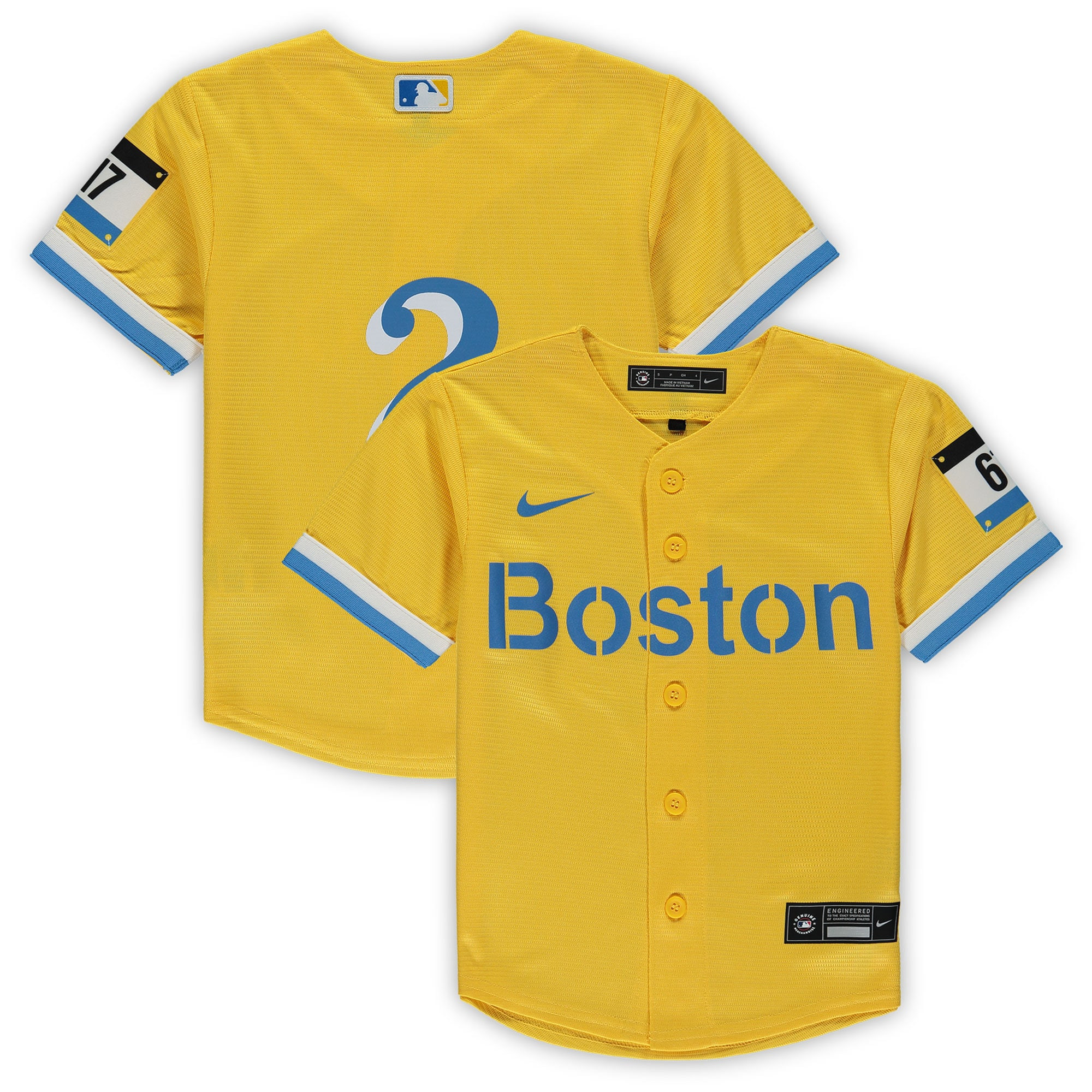 Xander Bogaerts Boston Red Sox Preschool City Connect Script Replica Jersey – Gold MLB