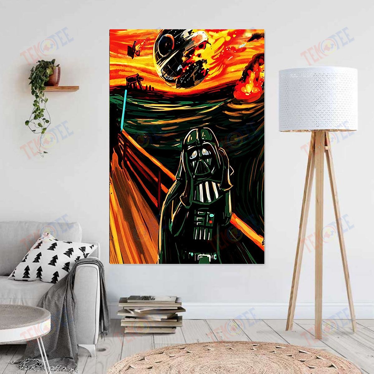 Canvas Painting The Scream By Edvard Munch Parody With Screaming Darth Vader Wall Art Home Decor