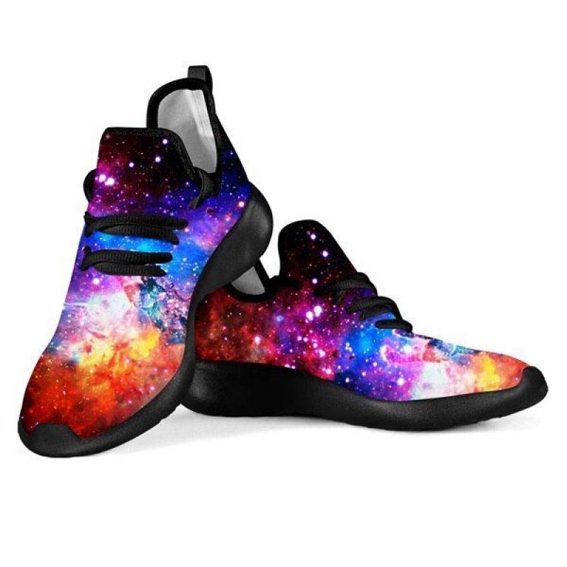 Universe/Space/Nebula/Galaxy Printed Flats Breathable Knit Mesh Sneakers