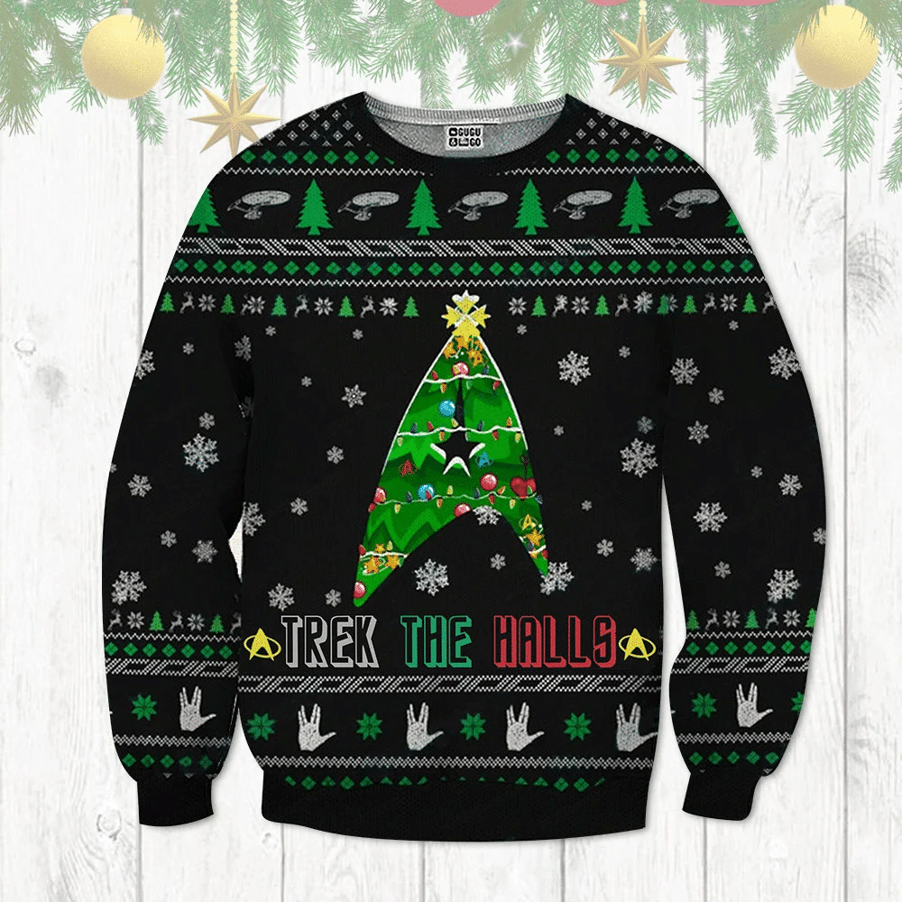 Trek The Halls Christmas Tree Christmas Ugly Christmas Sweater