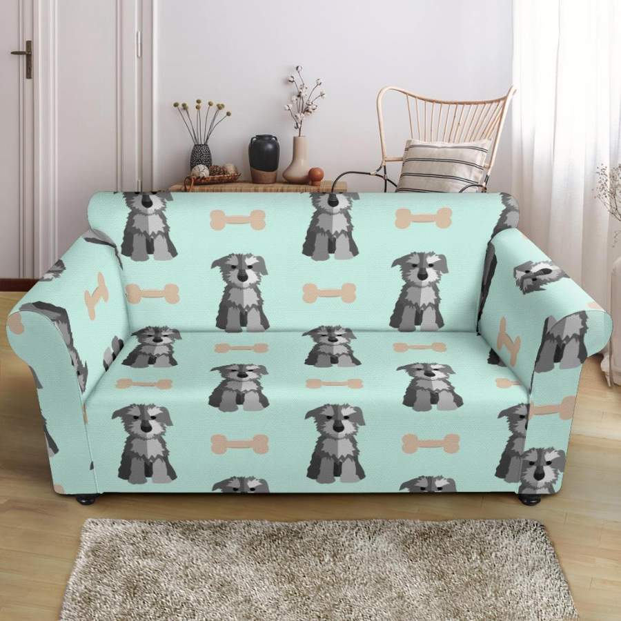 Schnauzer Dog Puppy Print Pattern Loveseat Cover