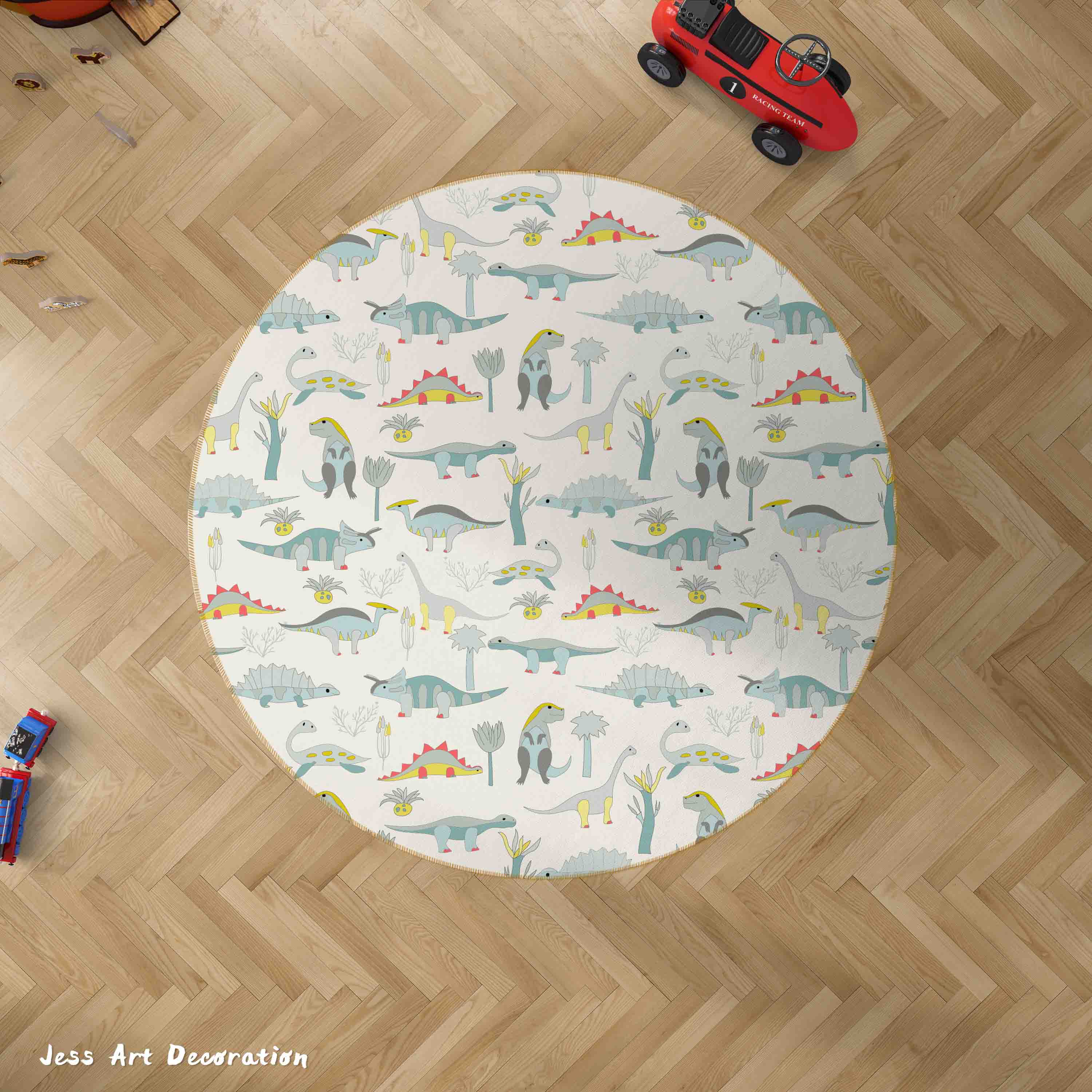 3D Cartoon Animal Dinosaur Kids Non-Slip Round Rug Mat 47