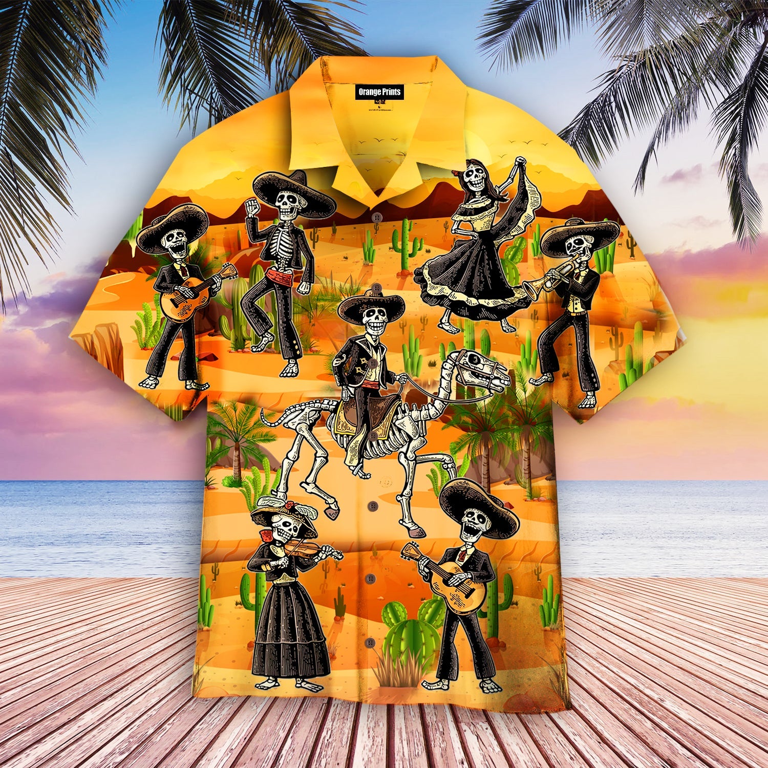 Funny Mexican Skull Dancing In The Desert Aloha Hawaii Shirts For Men Women Ha17032