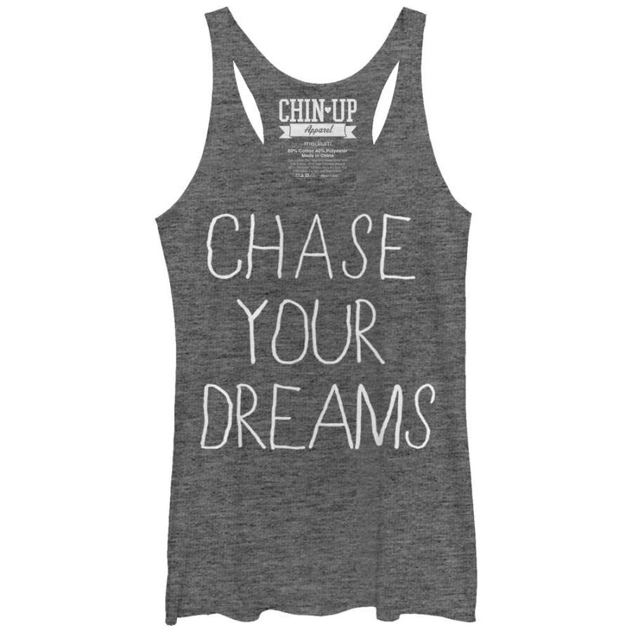 CHIN UP Women’s Chase Your Dreams  Racerback Tank Gray Heather