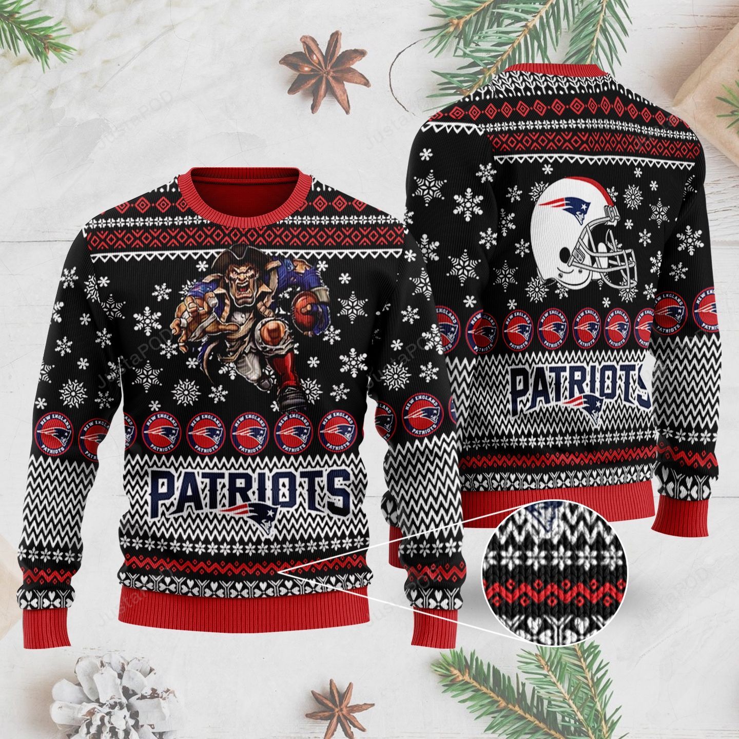 Sports Football Team New England Patriots Player With Helmet And Ball For Football Fans Gift For Fan Ugly Wool Sweater Christmas Ugly Sweater Christmas Sweaters