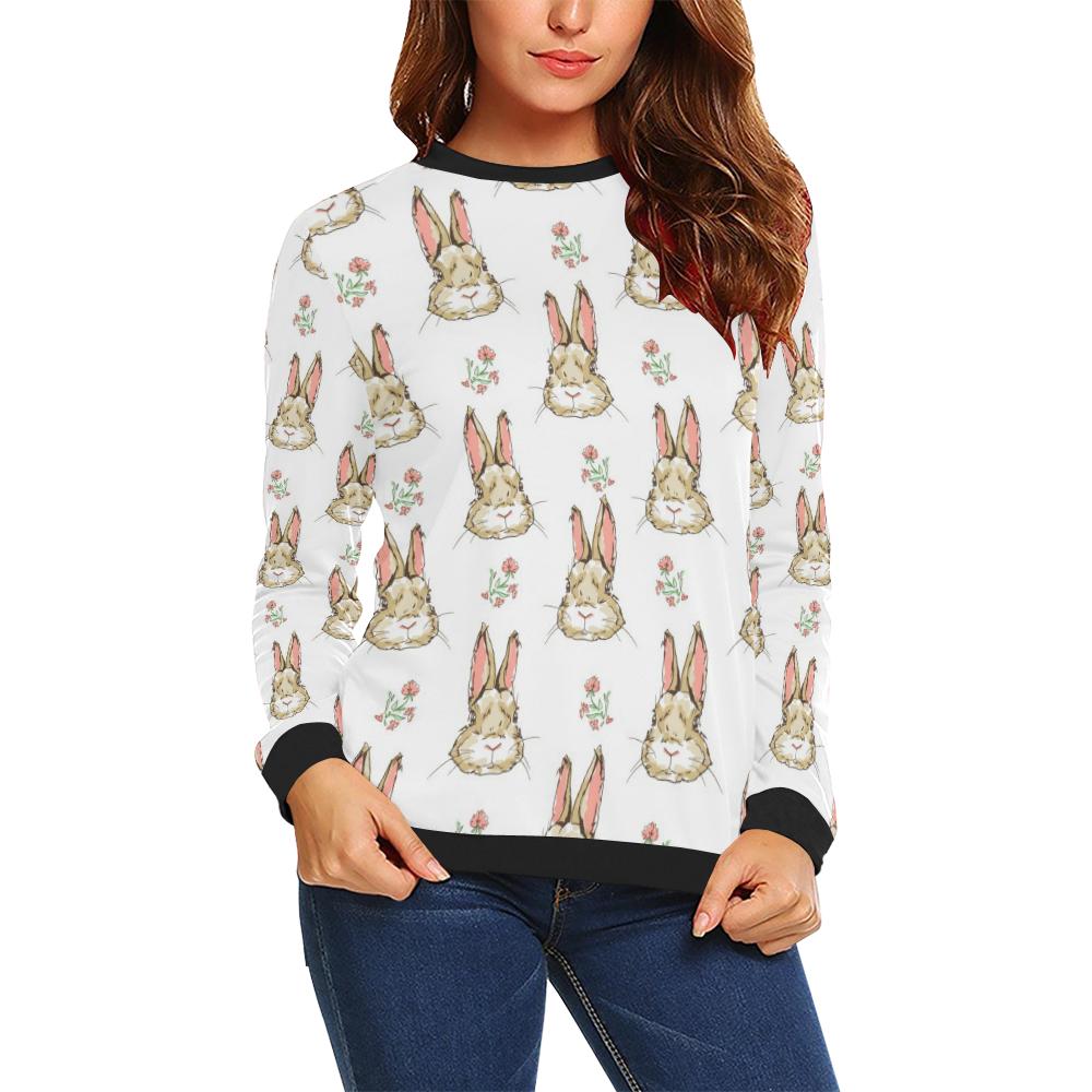 Rabbit Pattern Print Design Rb09 Women Long Sleeve Sweatshirt