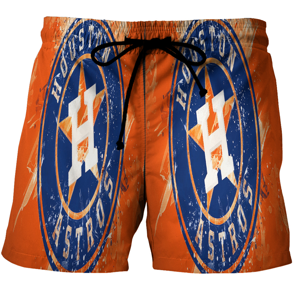 Houston Astros Emblem Texture V2 3D All Over Print Summer Beach Hawaiian Short