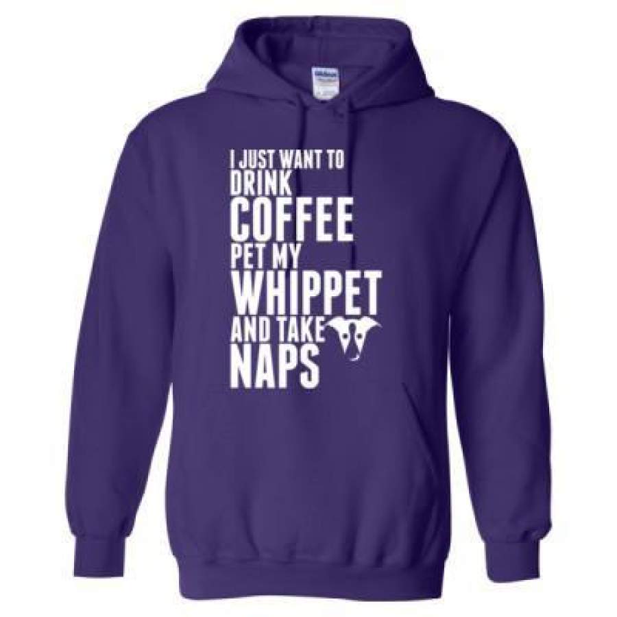 AGR Just Want To Drink Coffee Pet My Whippet Dog Take Naps – Heavy Blend™ Hooded Sweatshirt