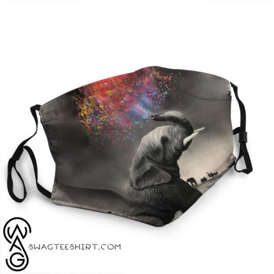 Elephant watercolor all over printed face mask – maria