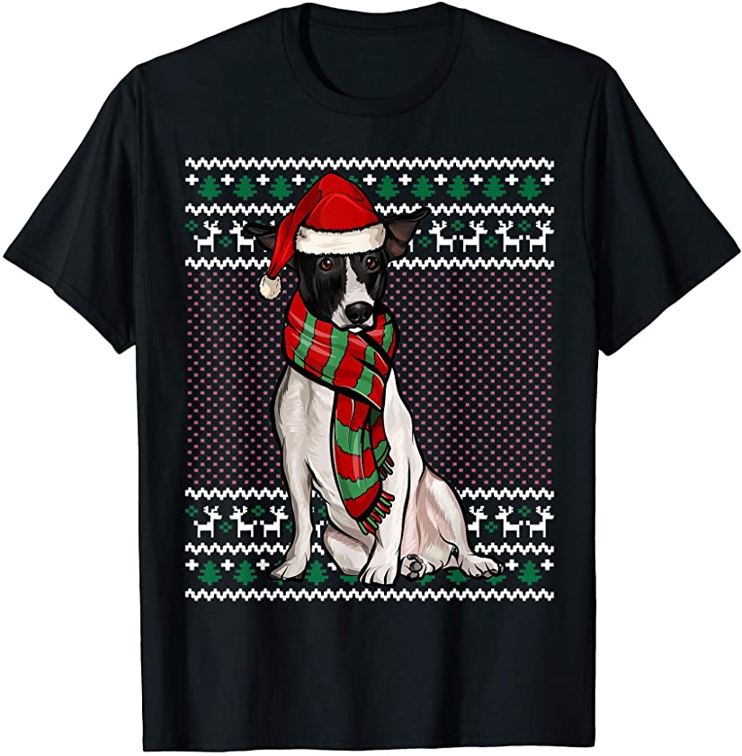 Xmas Rat Terrier Dog Santa Hat Ugly Christmas T-Shirt