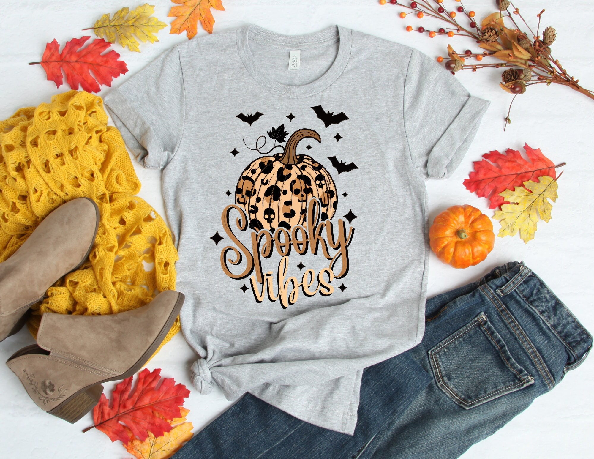 Spooky Vibes Shirt, Happy Halloween Shirt, Halloween Shirt, Boo Shirt, Bat Shirt, Fall Shirts, Spooky Shirts, Boo Designed By Shirttrendz