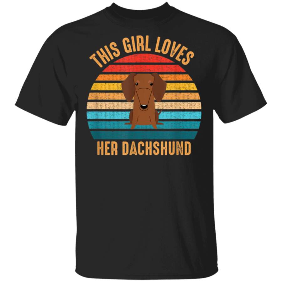 Vintage This Girl Loves Her Dachshund Retro Gift TShirt