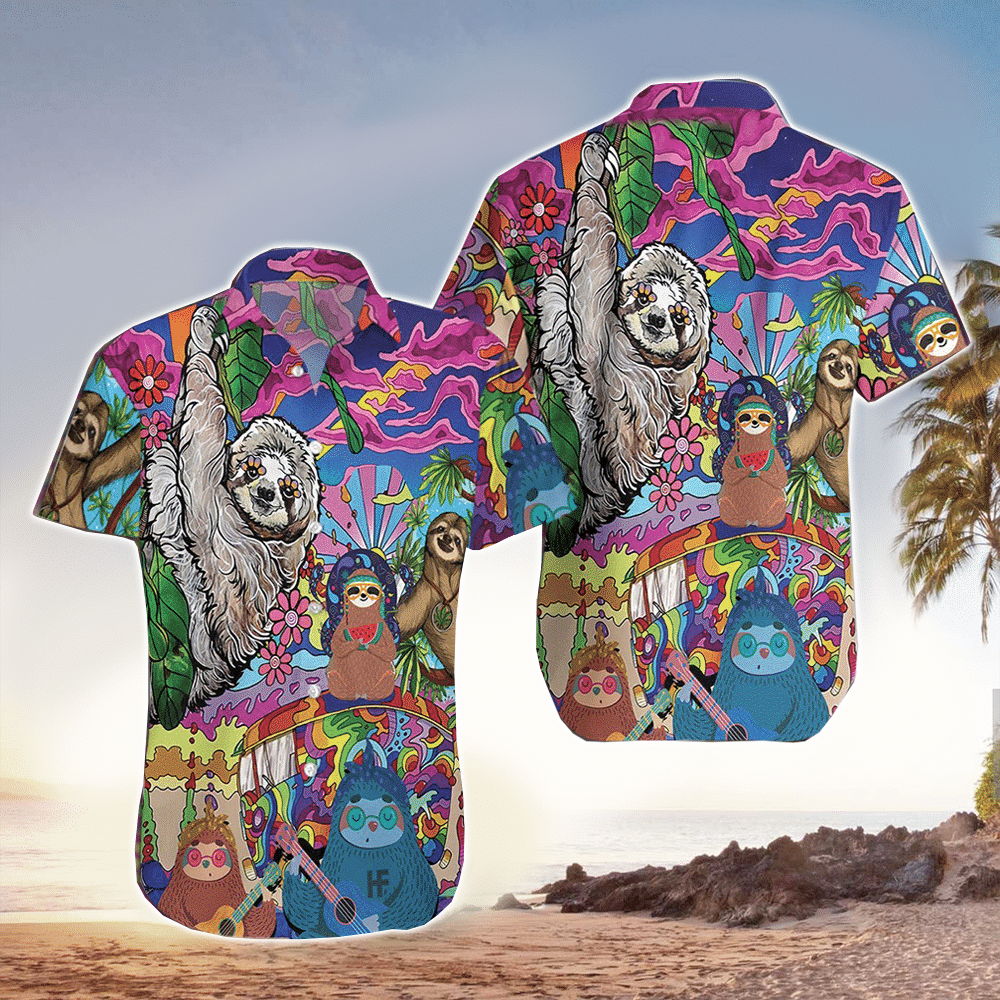 Sloth Hippie Hawaii Shirt Aloha Ha73151