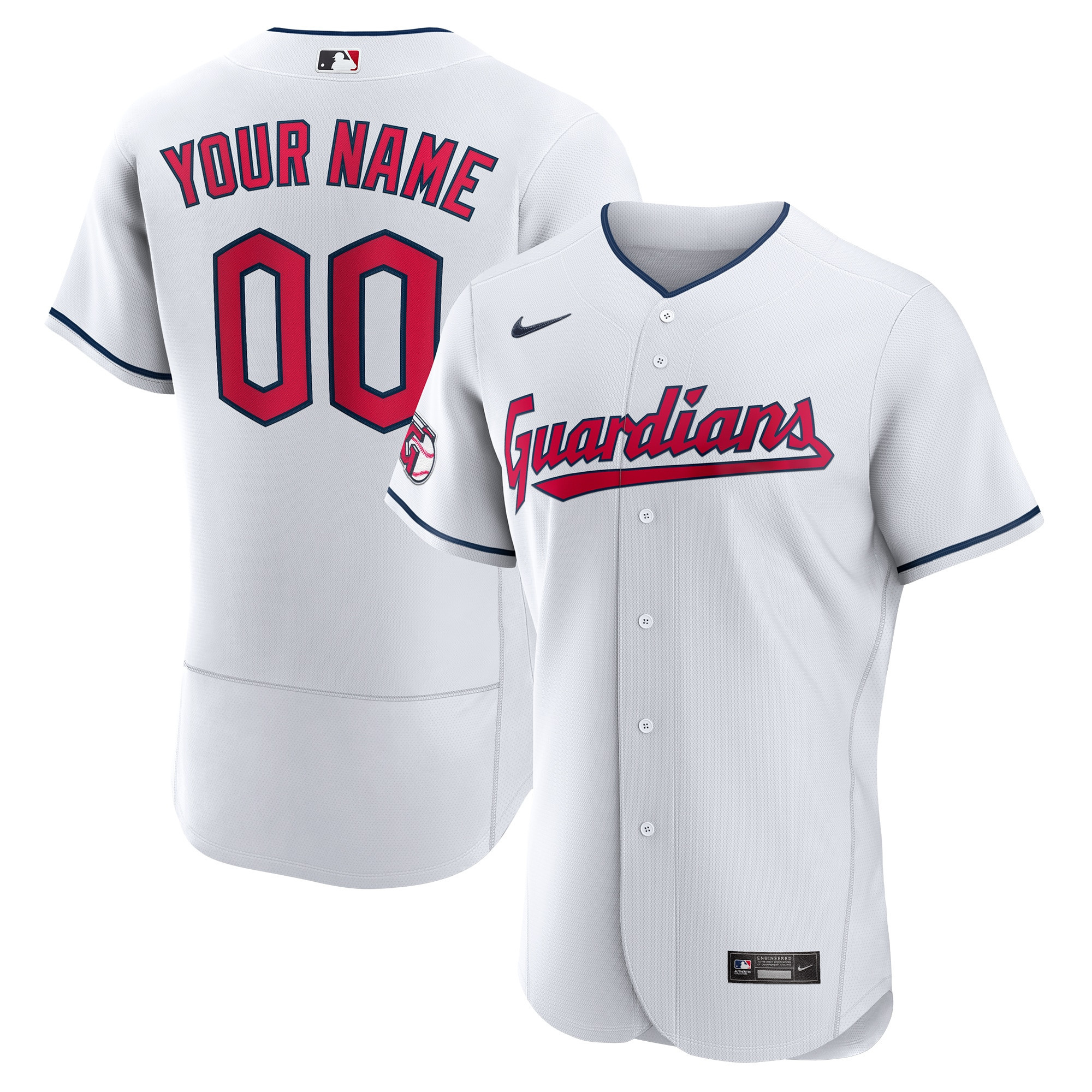 Cleveland Guardians Official Authentic Custom Jersey – White Custom Jerseys MLB