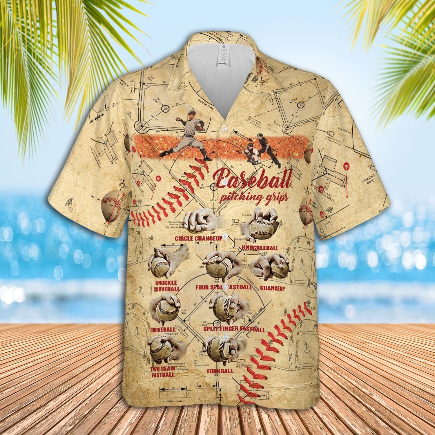 Baseball Pitching Grips Hawaii Shirts Ha78837