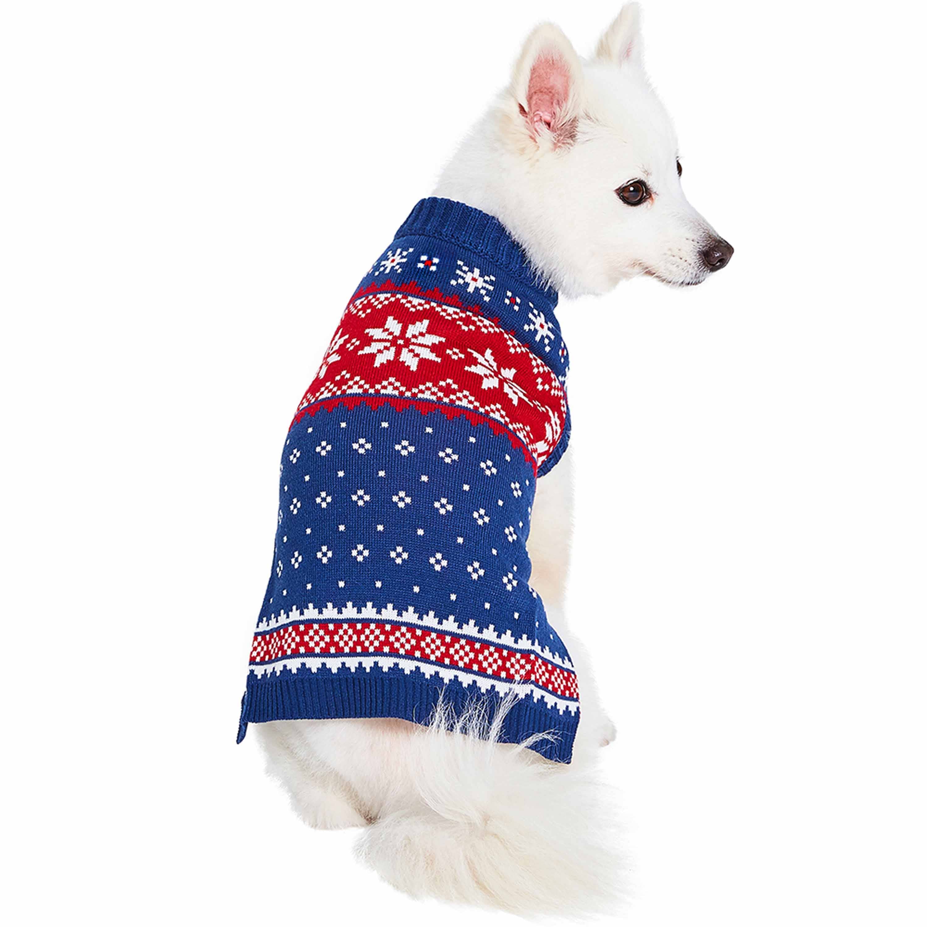 Christmas Dog Sweater, Ugly Xmas Snowflake Dog Apparel For Boy Girl Chihuahua Puppy S M L Pets Blue Red 2 Colors