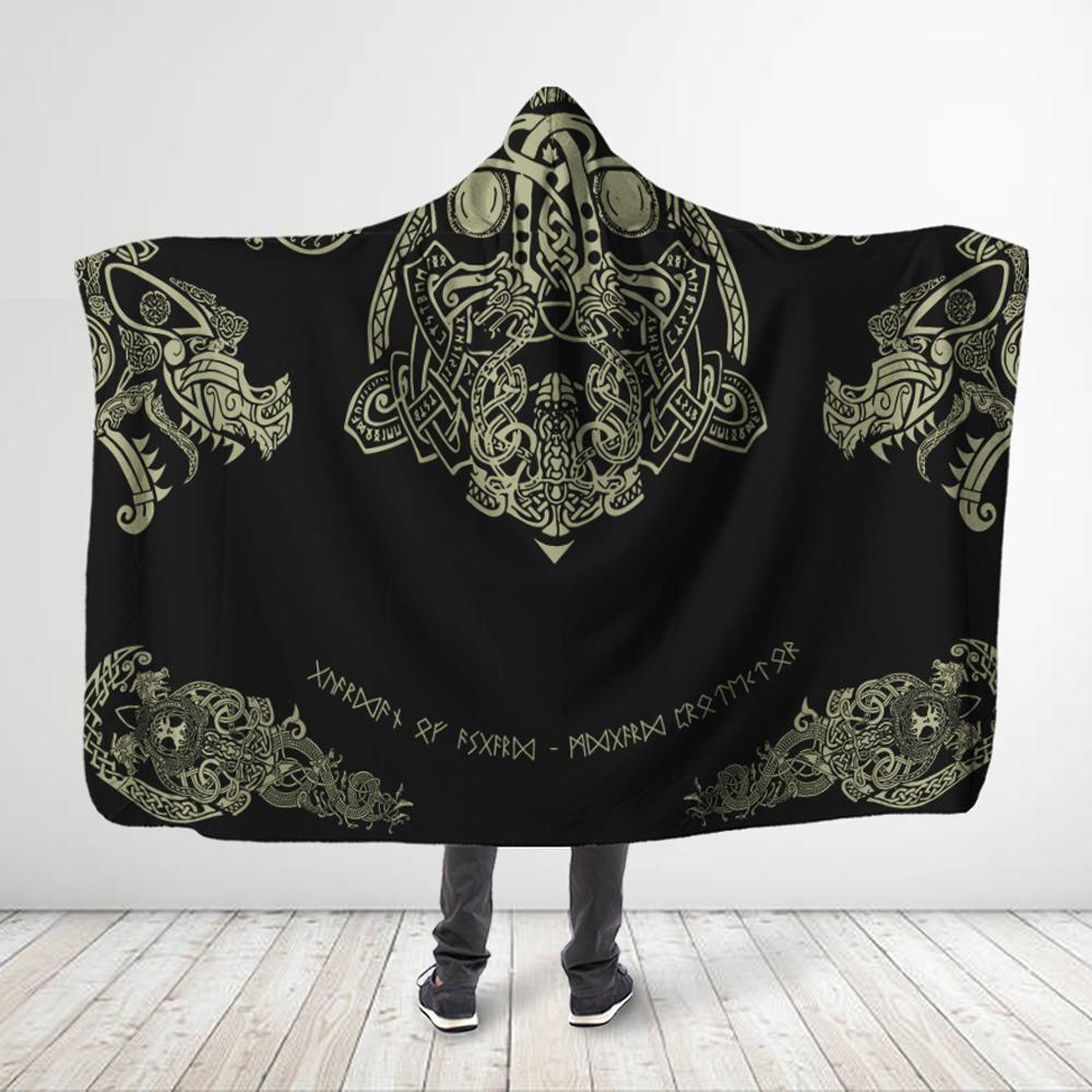 ViticStore™ 3D All Over Printed Viking Hammer And Dragon Hooded Blanket