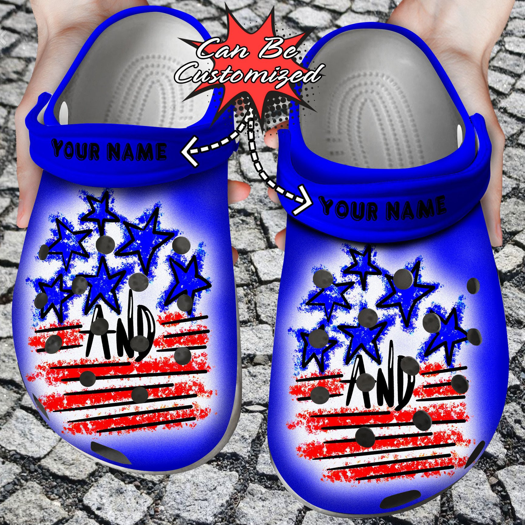 Personalized Stars And Stripes Splatter Crocs Clog Shoes Custom Crocs