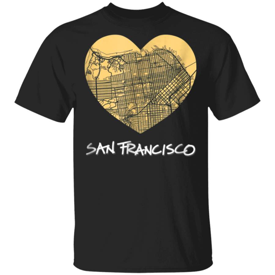 I Love San Francisco California Street Map T shirt