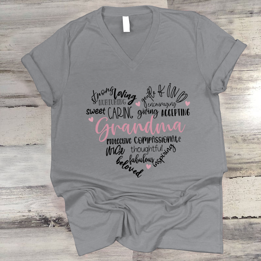 Mother’S Day Shirt, Gift For Grandma Shirt, Grandma Heart V-Neck