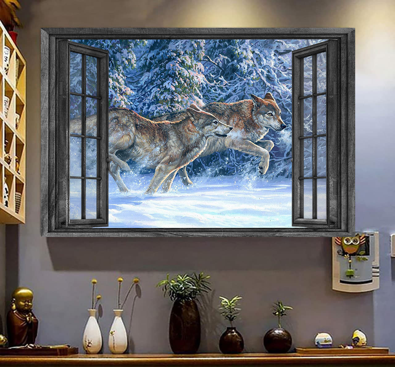 Wolf 3D Wall Art Painting Art Wild Animals Lupine Prairiewolf Home Decoration Gift Idea Easter