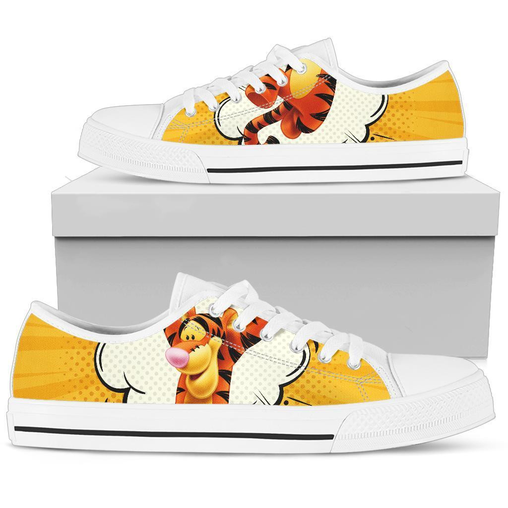 Tigger Cartoon Winnie The Pooh For Man And Women Gift For Fan Low Top Leather Shoes Sneakers