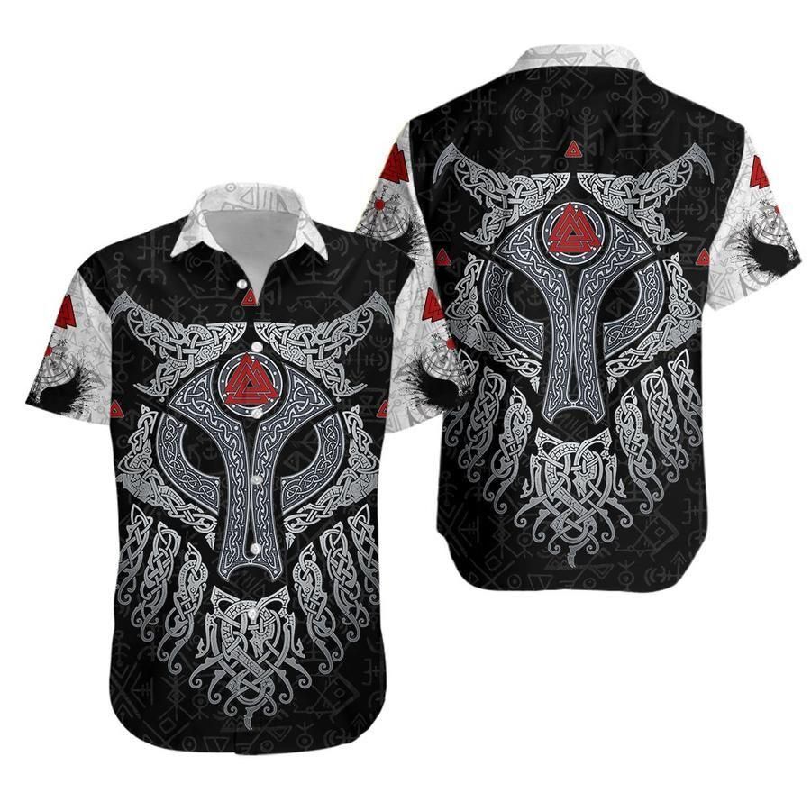 Viking Wolf And Raven Valknut Runes Aloha Hawaiian Shirt Colorful Short Sleeve Summer Beach Casual Shirt For Men And Women