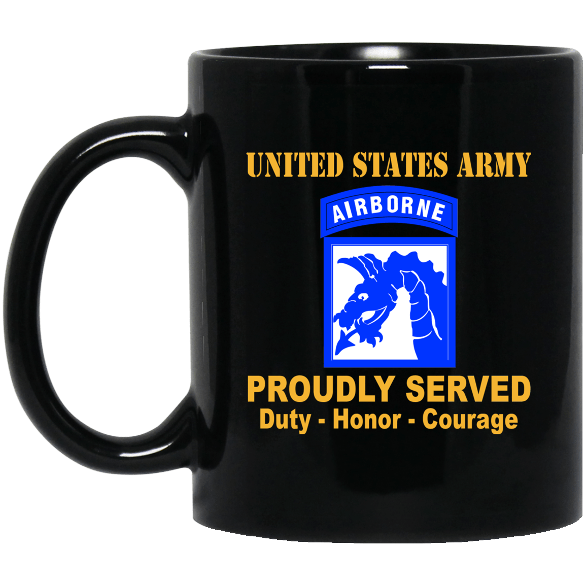 US Army 18th XVIII Airborne 11 oz – 15 oz Black Mug