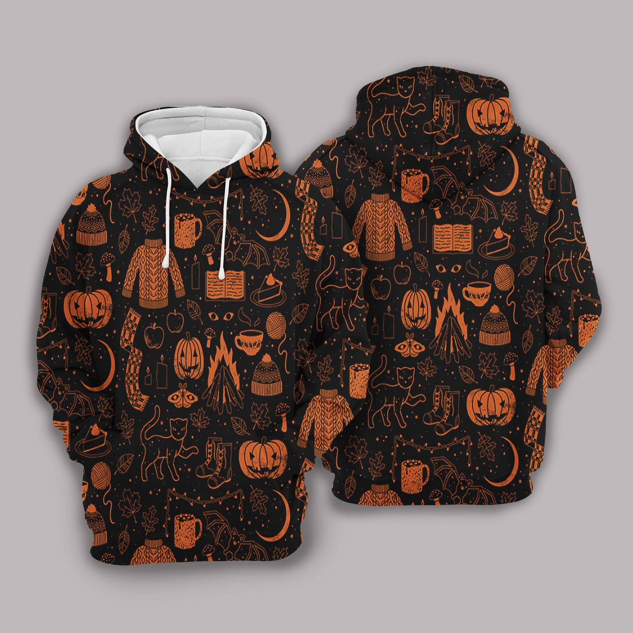 3D All Over Printed Hoodie Halloween Nice Pattern, Pumpkin Pattern Halloween Hoodies