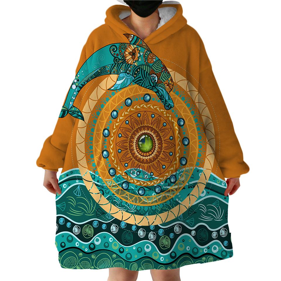 Jade Dolphin Swlf1399 Hoodie Wearable Blanket