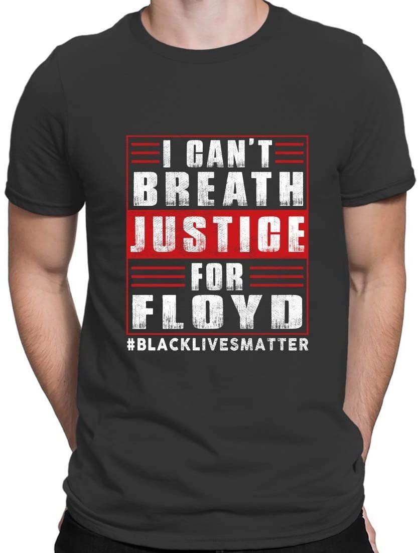 I Cant Breathe Black Lives Matter T Shirt Justice For George Floyd Crew Neck Short Sleeve Gifts