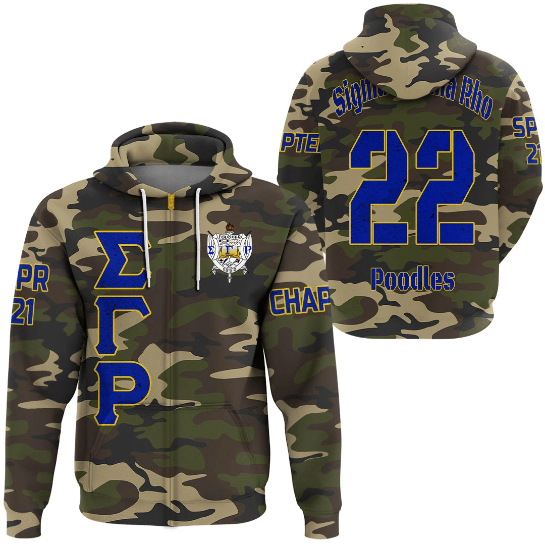 Sorority Hoodie – Personalized Sigma Gamma Rho Camouflage Zip Hoodie